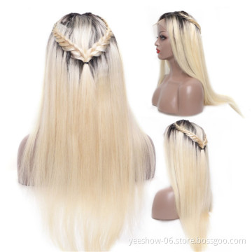 Wholesale Indian 1b 613 Virgin Hair Vendor Swiss Lace Cuticle Aligned Wigs Straight Blonde Frontal Closure 613 Hair Wig